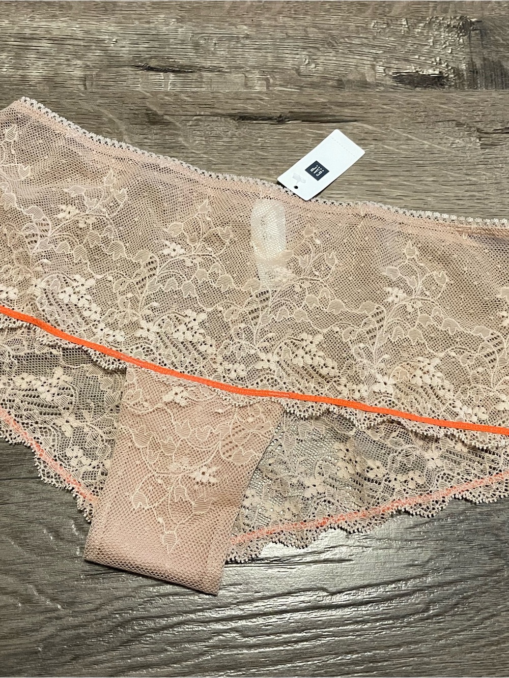 GAP Lace Hipster Panty Nude with Orange Trim Underwear XS New
